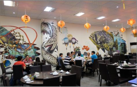 德昌海鲜餐厅墙体彩绘